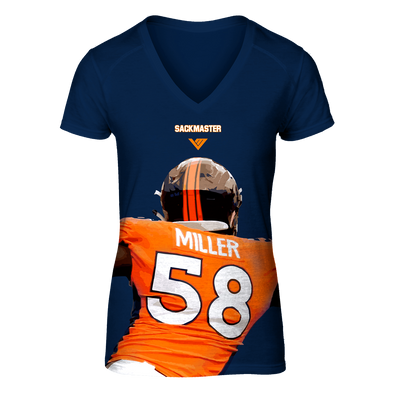 Von Miller Official Ladies "Sack Master" Performance V-Neck Tee S/S